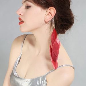 Bohemian ethnography feather cuff earrings for single ear